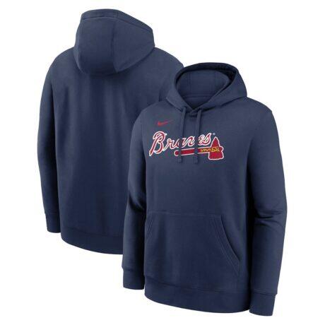 Atlanta Braves Nike Dri-Fit Club Hoodie - Navy - Front View