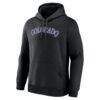 Colorado Rockies Logo Athletic Wordmark Hoodie - Black - Side View