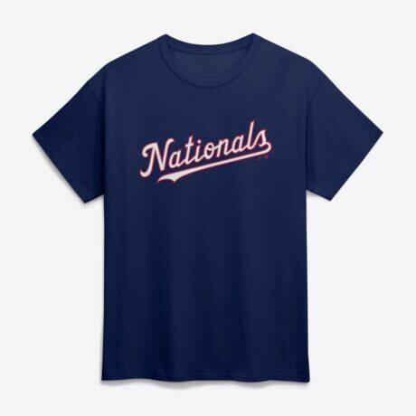 Washington Nationals Logo Athletic Wordmark T-Shirt - Navy - Front View