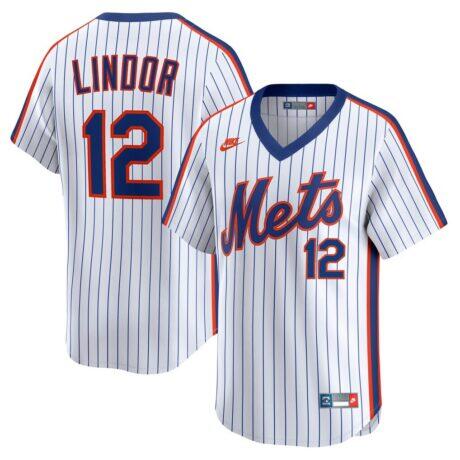 Francisco Lindor New York Mets Nike Throwback Cooperstown Collection Limited Jersey - White - Front View