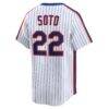 Juan Soto New York Mets Nike Cooperstown Collection Limited 40th Anniversary Jersey - White - Detail View