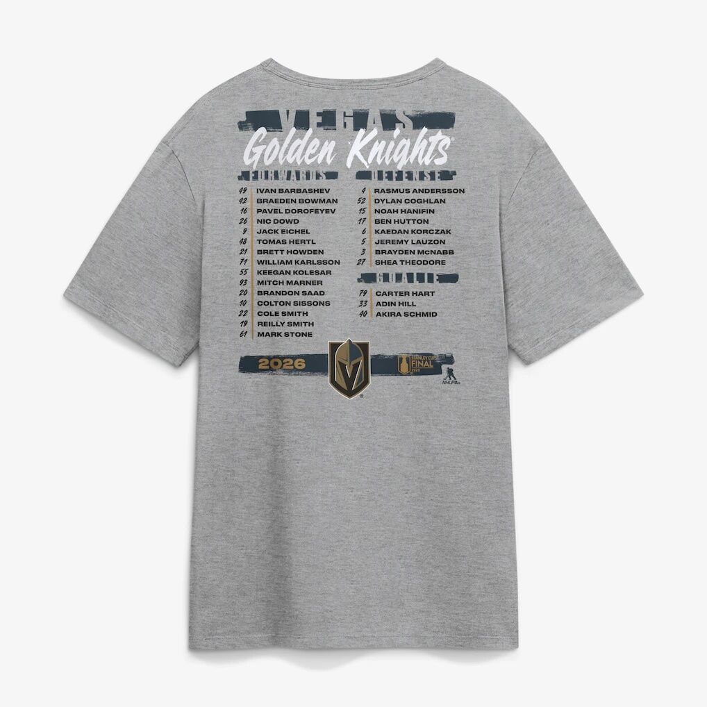 Vegas Golden Knights Fashion7 2026 Stanley Cup Final Roster T-Shirt - Heather Gray
