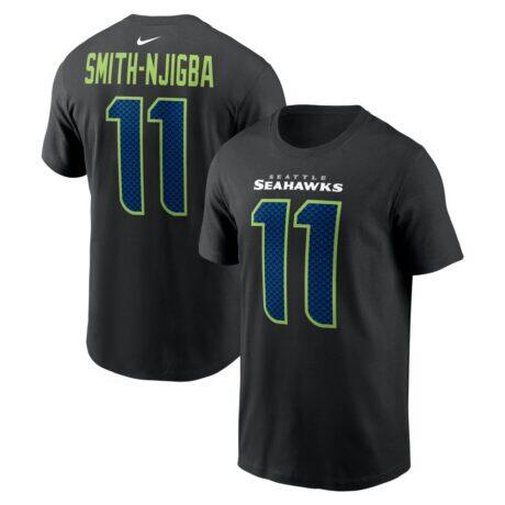 Jaxon Smith-Njigba Seattle Seahawks Nike Carbon Name & Number T-Shirt - Black - Front View
