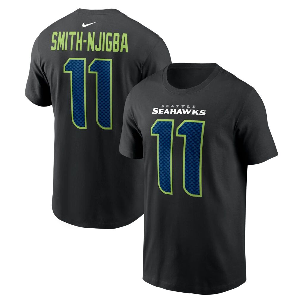 Jaxon Smith-Njigba Seattle Seahawks Nike Carbon Name & Number T-Shirt