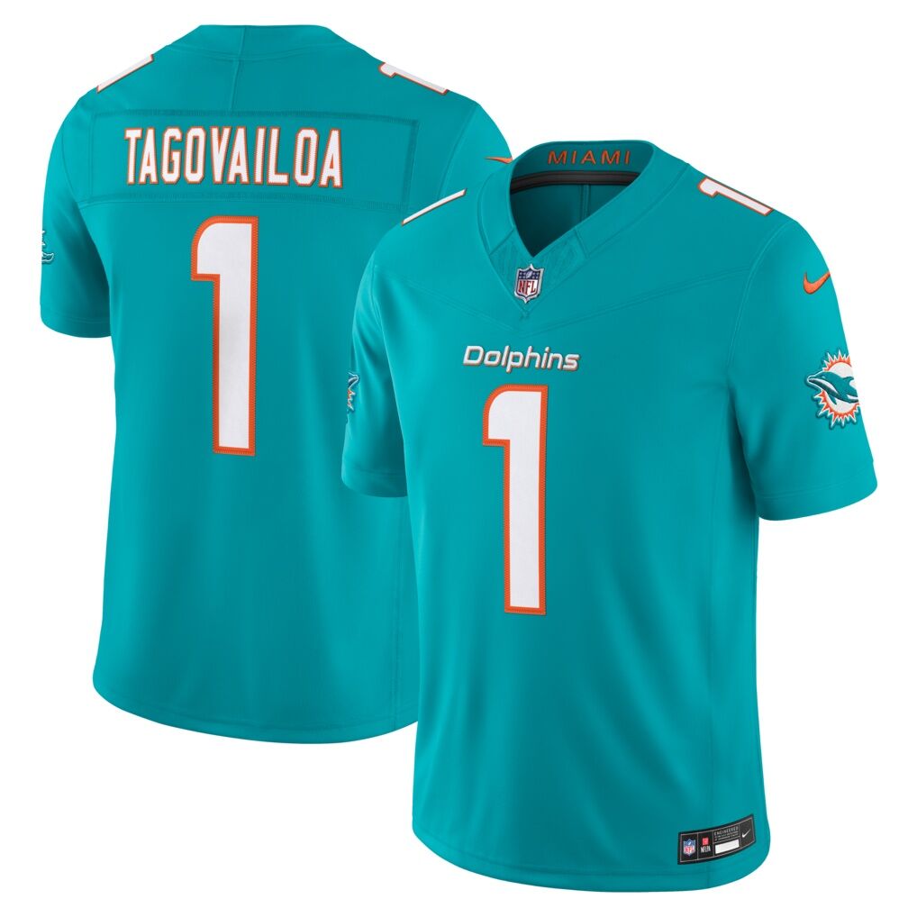 Tua Tagovailoa Miami Dolphins Nike Team Vapor F.U.S.E. Stitched Limited Jersey - Aqua