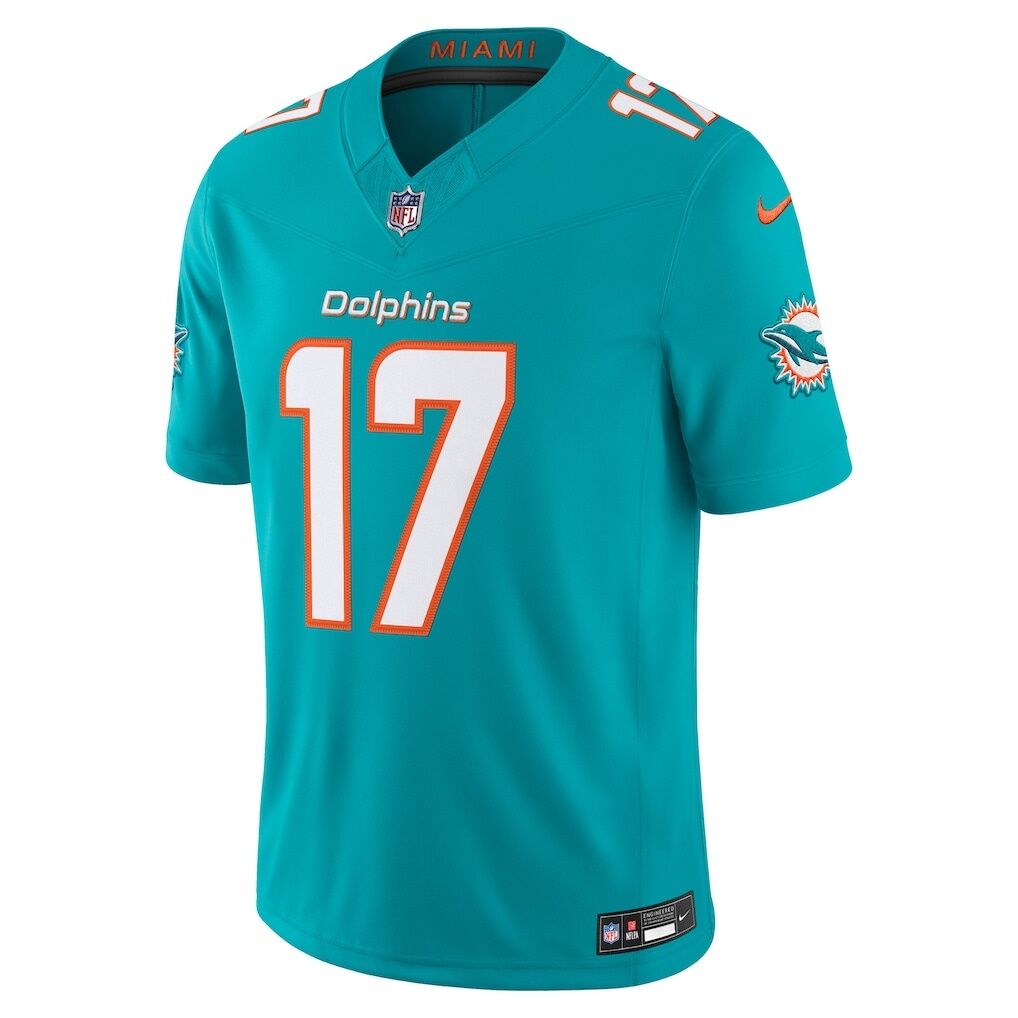 Jaylen Waddle Miami Dolphins Nike Team Vapor F.U.S.E. Stitched Limited Jersey - Aqua