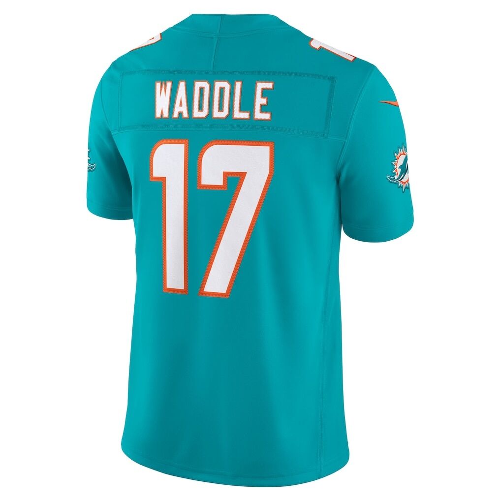 Jaylen Waddle Miami Dolphins Nike Team Vapor F.U.S.E. Stitched Limited Jersey - Aqua