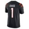 Ja'Marr Chase Cincinnati Bengals Nike Team Vapor F.U.S.E. Stitched Limited Jersey - Black - Detail View