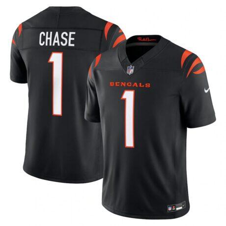 Ja'Marr Chase Cincinnati Bengals Nike Vapor F.U.S.E. Stitched Limited Jersey - Black - Front View