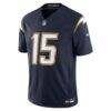 Ladd McConkey Los Angeles Chargers Nike Alternate Super Chargers Vapor F.U.S.E. Stitched Limited Jersey - Navy - Side View
