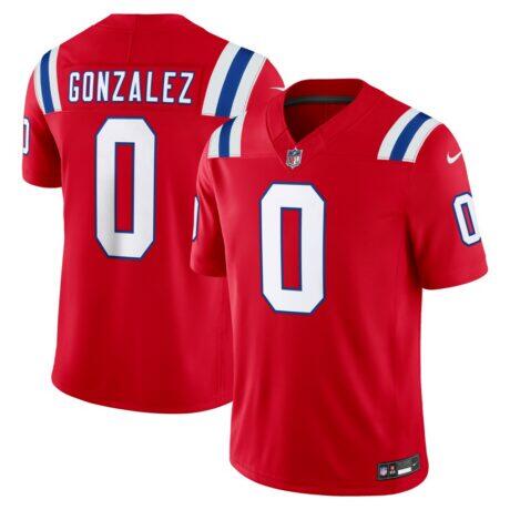 Christian Gonzalez New England Patriots Nike Alternate Vapor F.U.S.E. Stitched Limited Jersey - Red - Front View