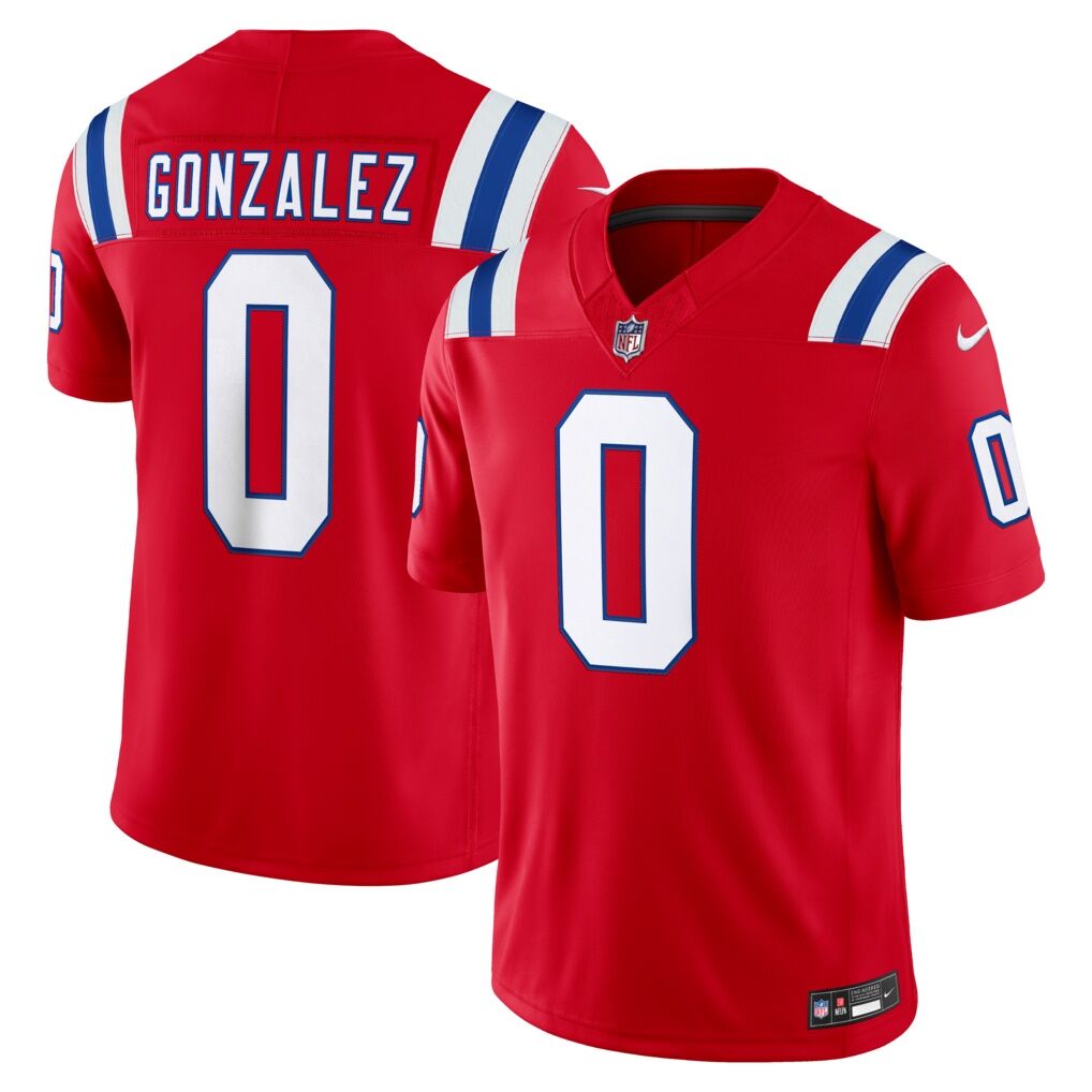 Christian Gonzalez New England Patriots Nike Alternate Vapor F.U.S.E. Stitched Limited Jersey