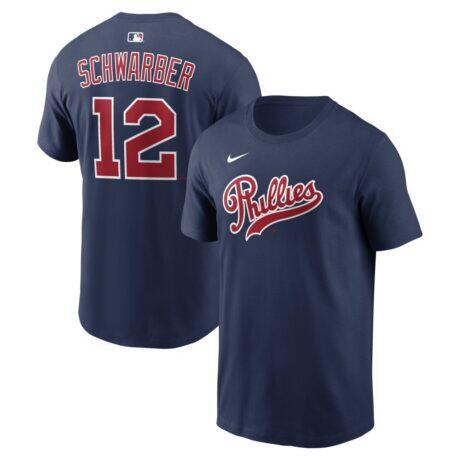 Kyle Schwarber Philadelphia Phillies Nike 2026 Field of Dreams Name & Number T-Shirt - Navy - Front View