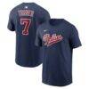 Trea Turner Philadelphia Phillies Nike 2026 Field of Dreams Name & Number T-Shirt - Navy - Front View