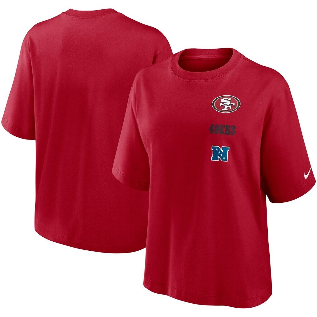 San Francisco 49ers Nike Women's Primetime Premium Essential Loose Fit Boxy T-Shirt - Scarlet