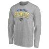 Milwaukee Brewers Fashion7 Iconic Long Sleeve T-Shirt - Heather Gray - - Side View