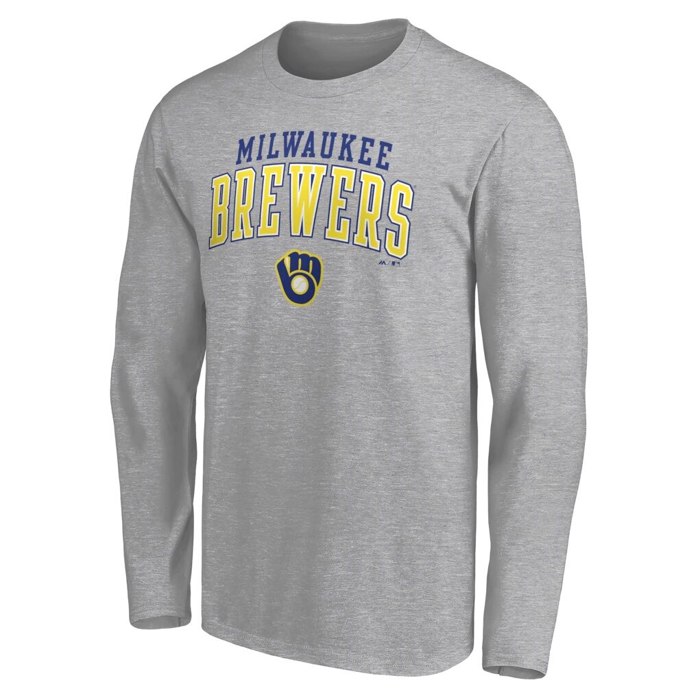 Milwaukee Brewers Fashion7 Iconic Long Sleeve T-Shirt - Heather Gray