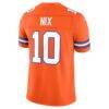 Bo Nix Denver Broncos Nike Alternate Mile High Collection 1977 Throwback Vapor F.U.S.E. Stitched Limited Jersey - Orange - Detail View
