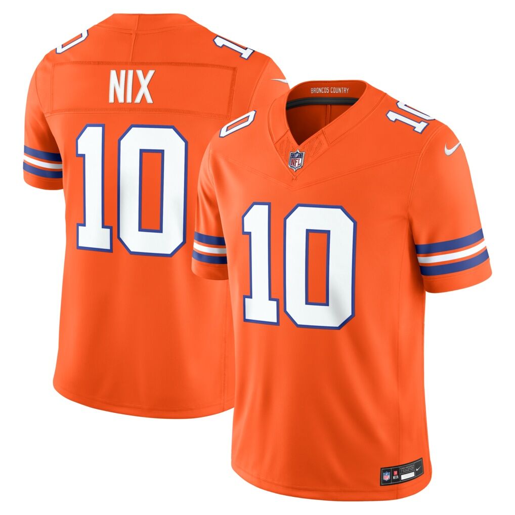 Bo Nix Denver Broncos Nike Alternate Mile High Collection 1977 Throwback Vapor F.U.S.E. Stitched Limited Jersey