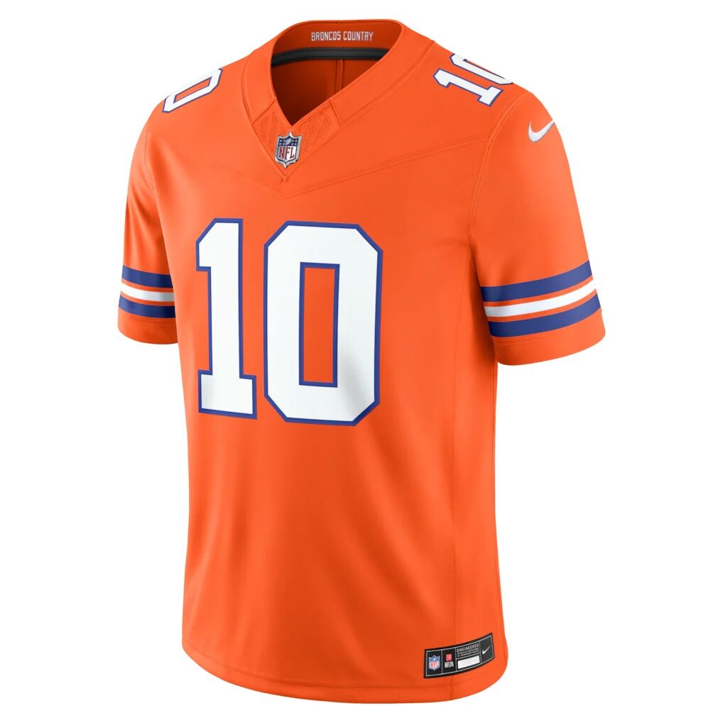 Bo Nix Denver Broncos Nike Alternate Mile High Collection 1977 Throwback Vapor F.U.S.E. Stitched Limited Jersey