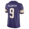 J.J. McCarthy Minnesota Vikings Nike Alternate Classic Vapor F.U.S.E. Stitched Limited Jersey - Purple - Detail View