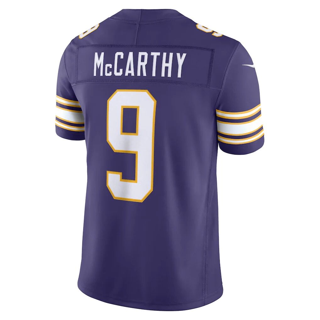 J.J. McCarthy Minnesota Vikings Nike Alternate Classic Vapor F.U.S.E. Stitched Limited Jersey