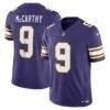 J.J. McCarthy Minnesota Vikings Nike Alternate Classic Vapor F.U.S.E. Stitched Limited Jersey - Purple - Front View