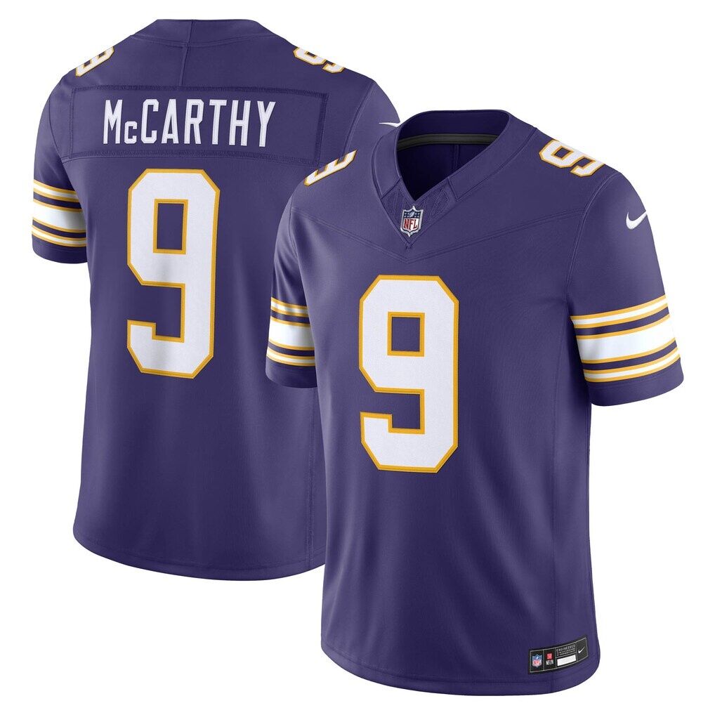 J.J. McCarthy Minnesota Vikings Nike Alternate Classic Vapor F.U.S.E. Stitched Limited Jersey