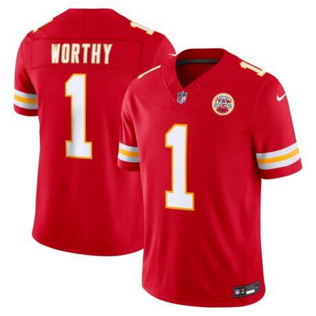 Xavier Worthy Kansas City Chiefs Nike Vapor F.U.S.E. Stitched Limited Jersey - Red - Front View
