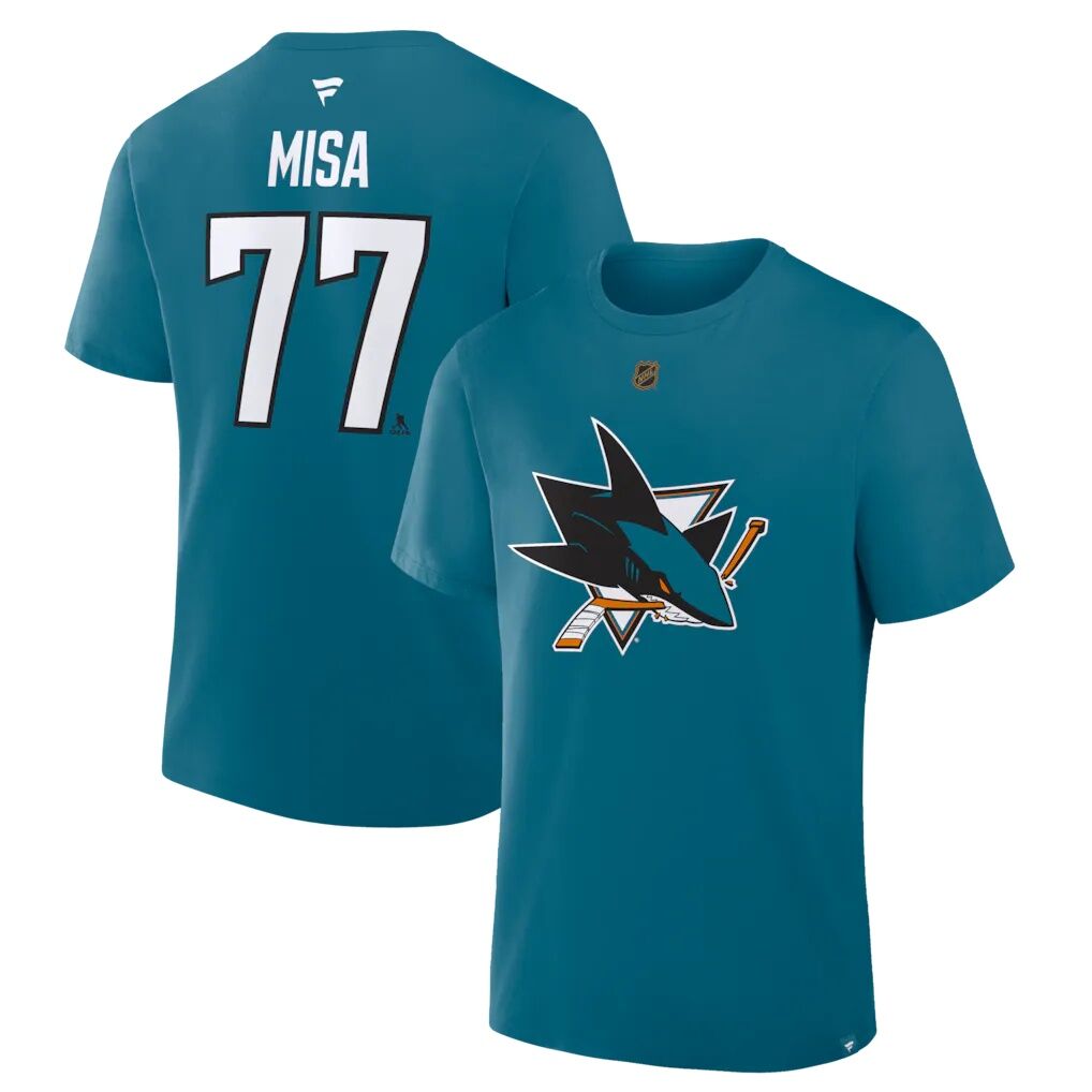 Michael Misa San Jose Sharks Fashion7 Authentic Stack Name & Number T-Shirt