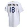 Yoshinobu Yamamoto Los Angeles Dodgers Nike 2026 Gold Collection Stadium Jersey - White - Detail View