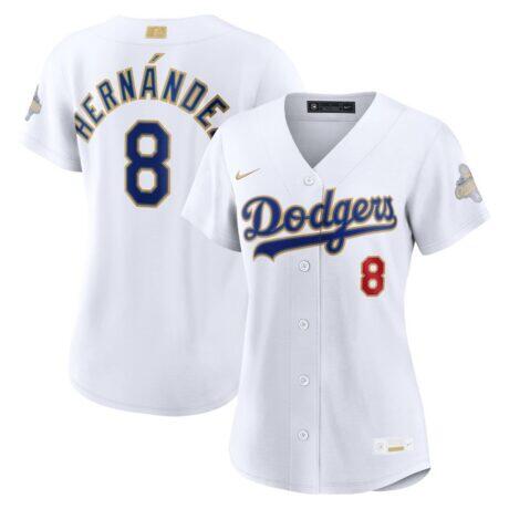 Enrique Hernández Los Angeles Dodgers Nike Women's 2026 Gold Collection Stadium Jersey - White - Front View