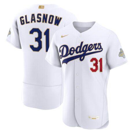 Tyler Glasnow Los Angeles Dodgers Nike 2026 Gold Collection Authentic Jersey - White - Front View