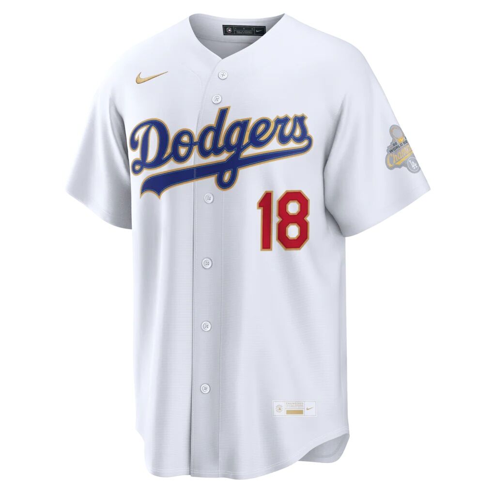 Yoshinobu Yamamoto Los Angeles Dodgers Nike 2026 Gold Collection Kanji Stadium Jersey
