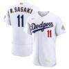 Roki Sasaki Los Angeles Dodgers Nike 2026 Gold Collection Authentic Jersey - White - Front View