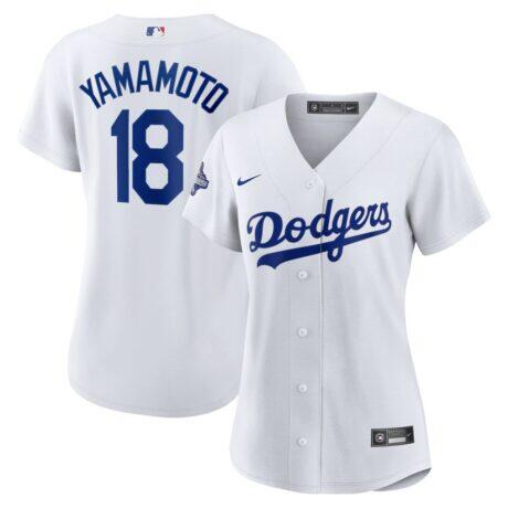 Yoshinobu Yamamoto Los Angeles Dodgers Nike Women's 2025 World Series Champions Home Replica Jersey - White - Front View