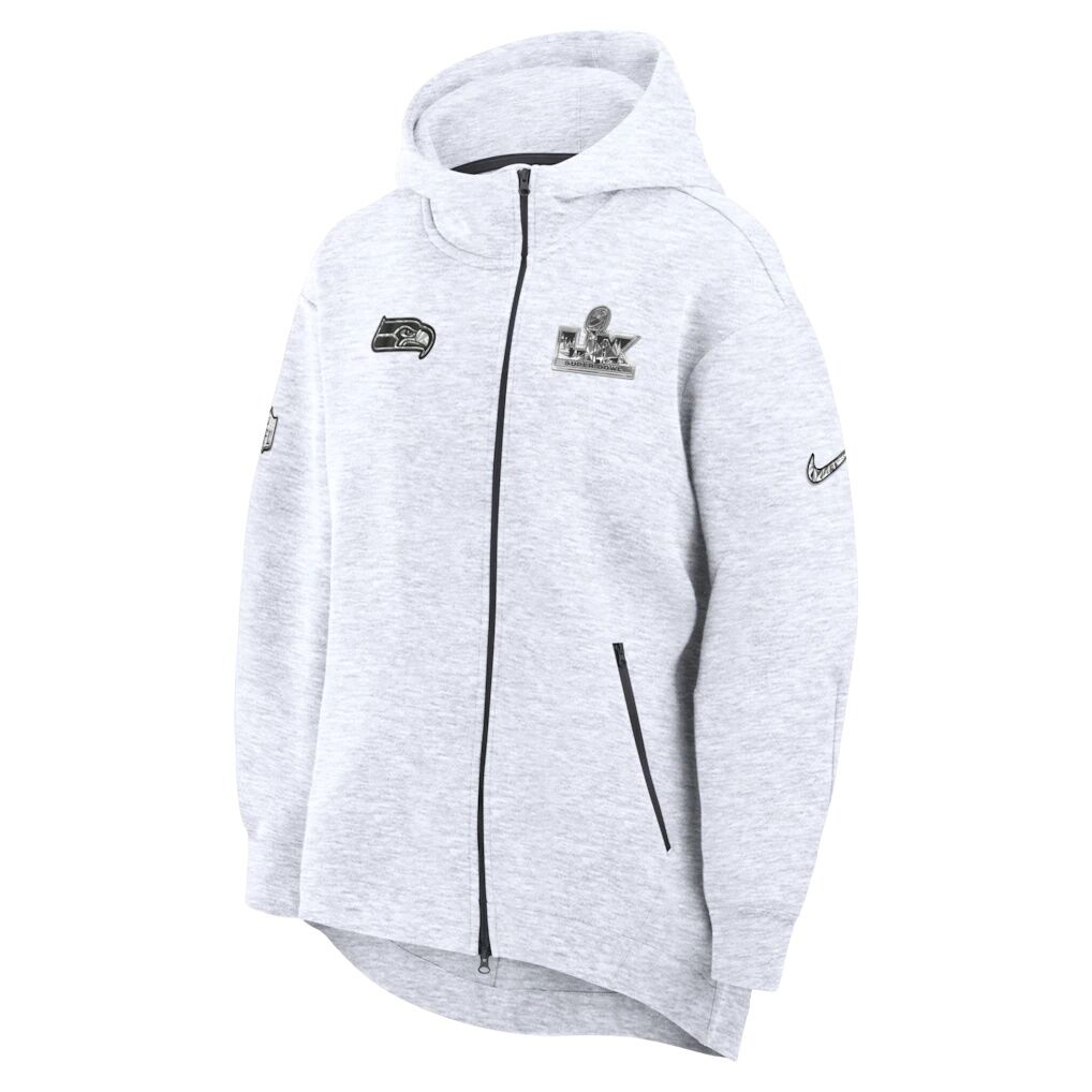 Seattle Seahawks Nike Women's Super Bowl LX Opening Night Tech Fleece Full-Zip Hoodie - Heather Gray
