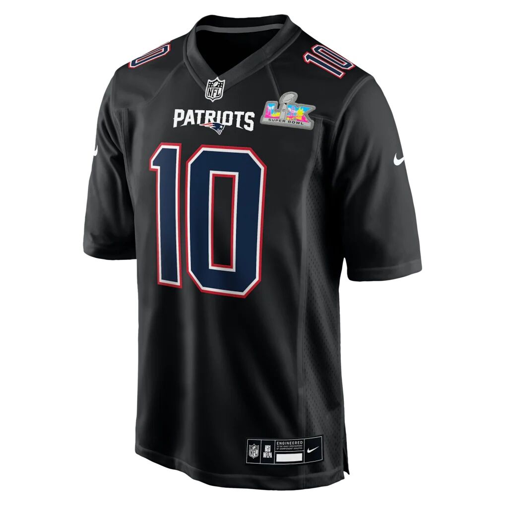 Drake Maye New England Patriots Nike Super Bowl LX Patch Carbon Fashion Game Jersey
