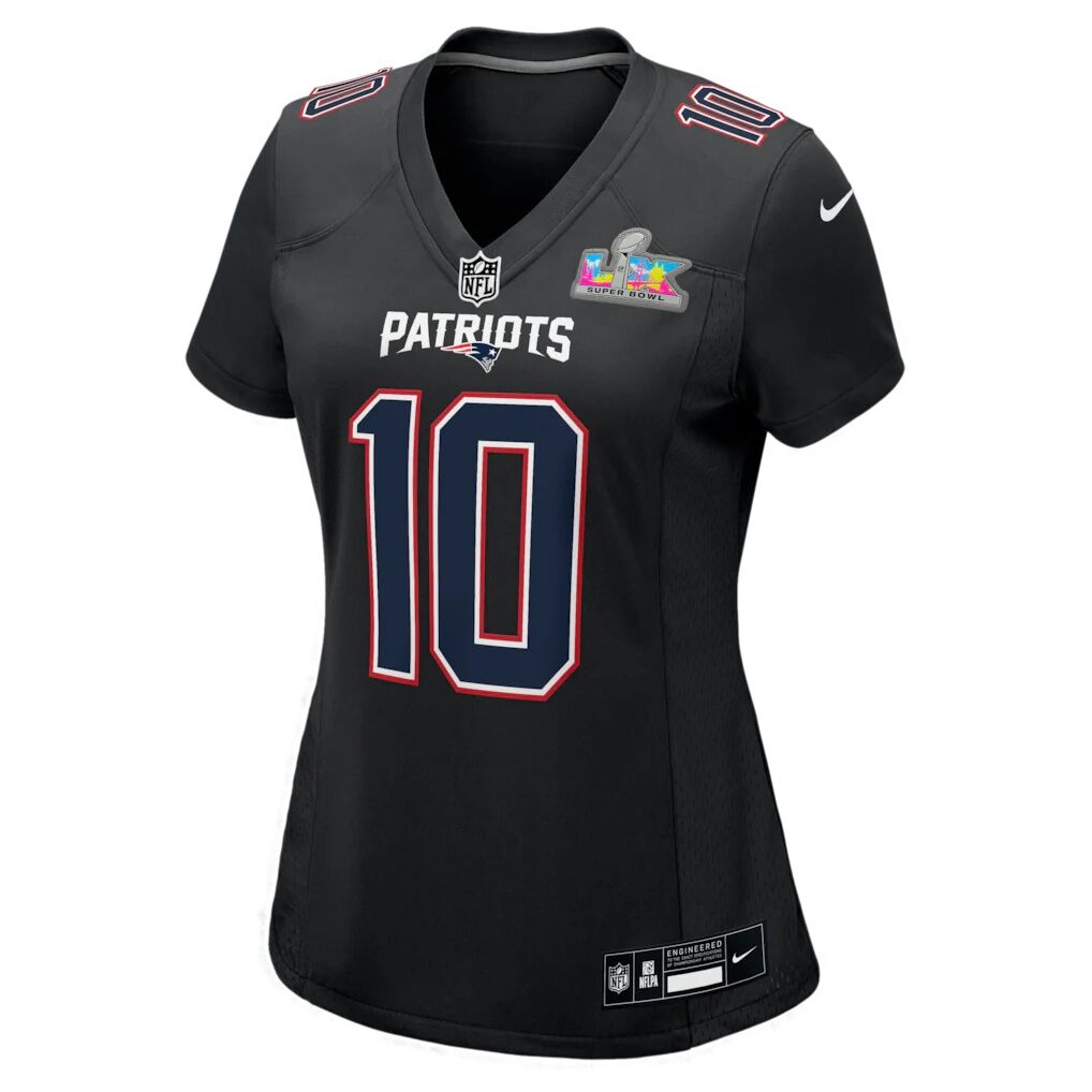 Drake Maye New England Patriots Nike Women's Super Bowl LX Patch Carbon Fashion Game Jersey