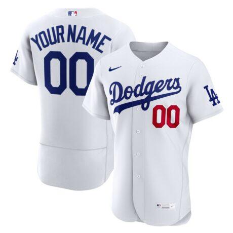 Los Angeles Dodgers Nike Home Authentic Custom Jersey - White - Front View