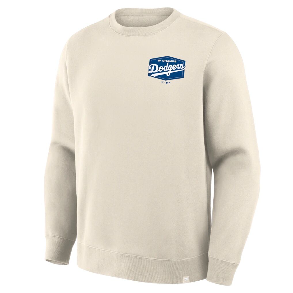 Los Angeles Dodgers Fashion7 9x Champs Crewneck Sweatshirt – Tan
