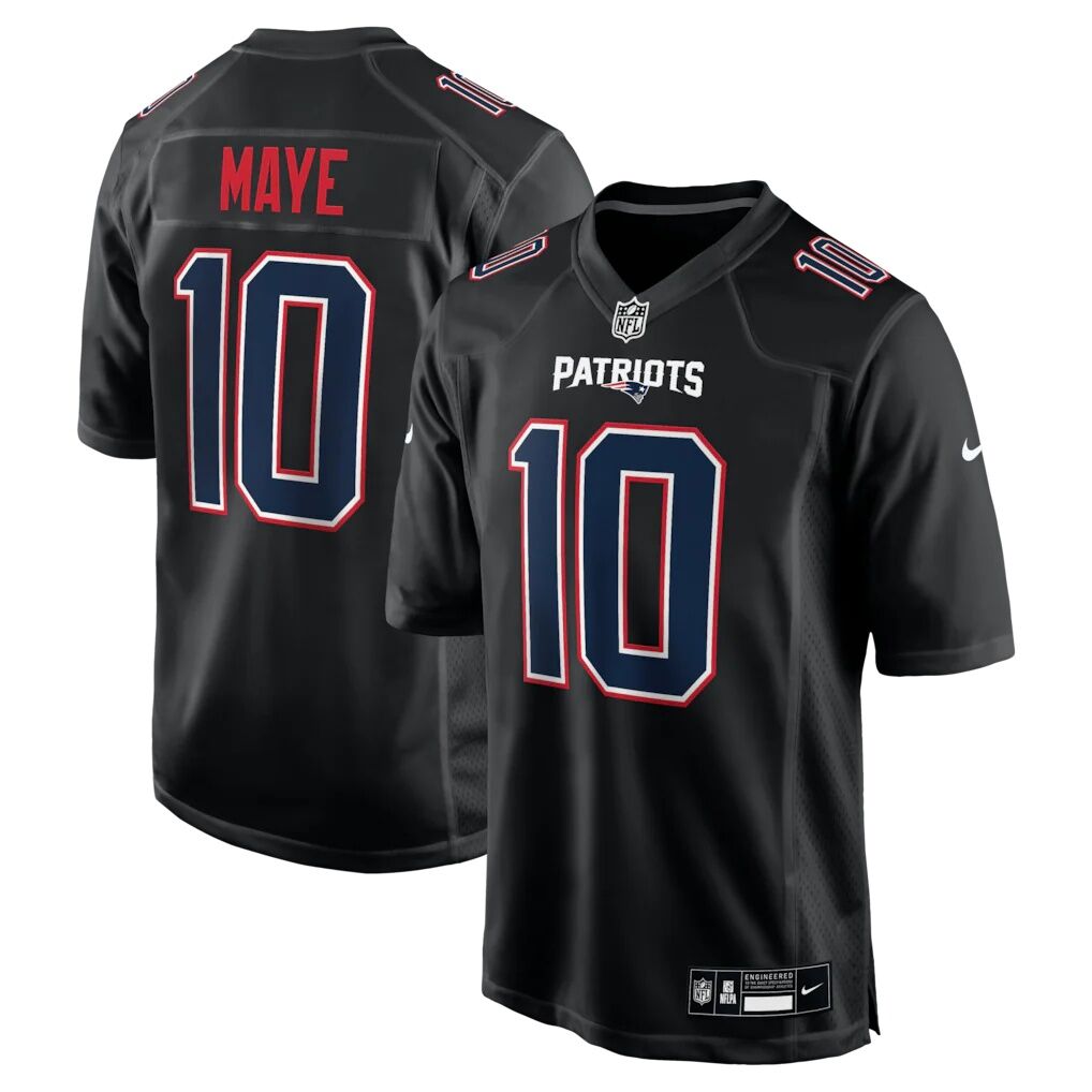 Drake Maye New England Patriots Nike Game Jersey - Carbon Black