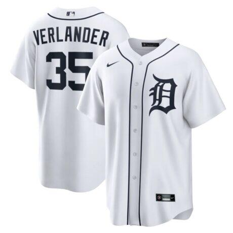 Justin Verlander Detroit Tigers Nike Home Replica Jersey - White - Front View