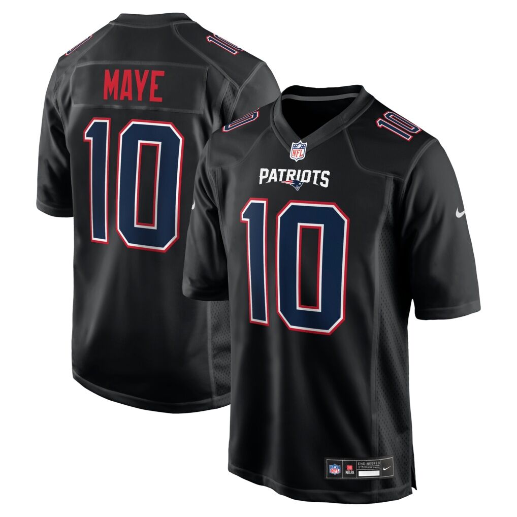 Drake Maye New England Patriots Nike Fashion Game Jersey - Carbon Black