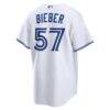 Shane Bieber Toronto Blue Jays Nike Home Replica Jersey - White - Detail View