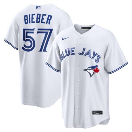 Shane Bieber Toronto Blue Jays Nike Home Replica Jersey - White - Front View