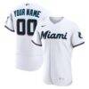 Miami Marlins Nike Home Authentic Custom Jersey - White - Front View
