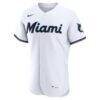 Miami Marlins Nike Home Authentic Custom Jersey - White - Side View