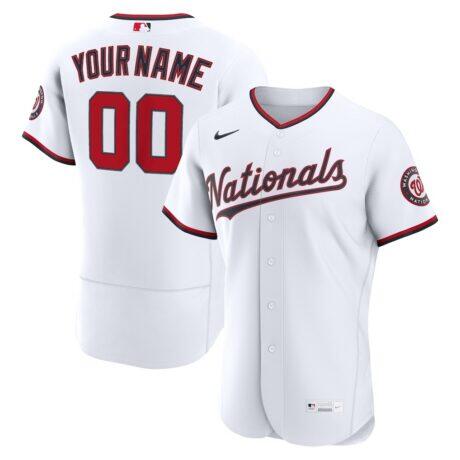 Washington Nationals Nike Home Authentic Custom Jersey - White - Front View