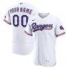 Texas Rangers Nike Home Authentic Custom Jersey - White - Front View